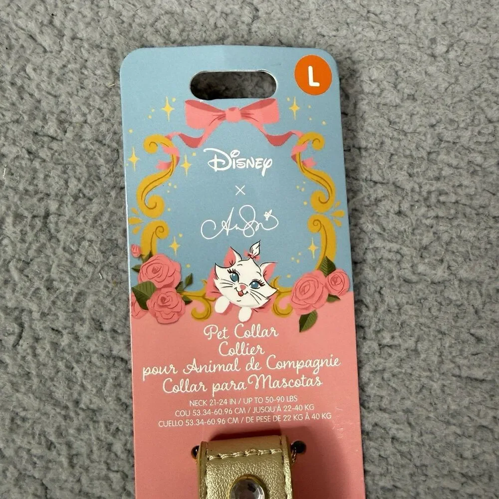 Disney Aristocats Marie Dog Collar Ann Shen Large 50-90 lbs Pet Rhinestone NWT